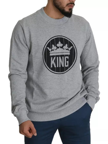 Dolce &amp; Gabbana Grå Crown King Print Bomullströja