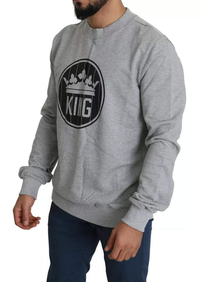 Dolce &amp; Gabbana Grå Crown King Print Bomullströja
