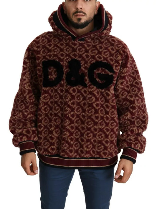 Dolce &amp; Gabbana Rödbeige Ull Oversize Huvtröja