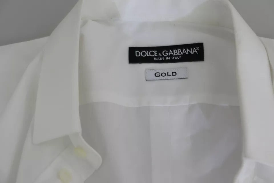Dolce &amp; Gabbana Vit Bomulls Festklänningstopp GULD Skjorta