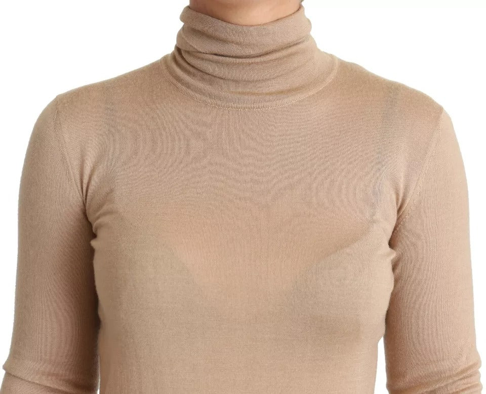 Beige Kashmir Siden Polotröja