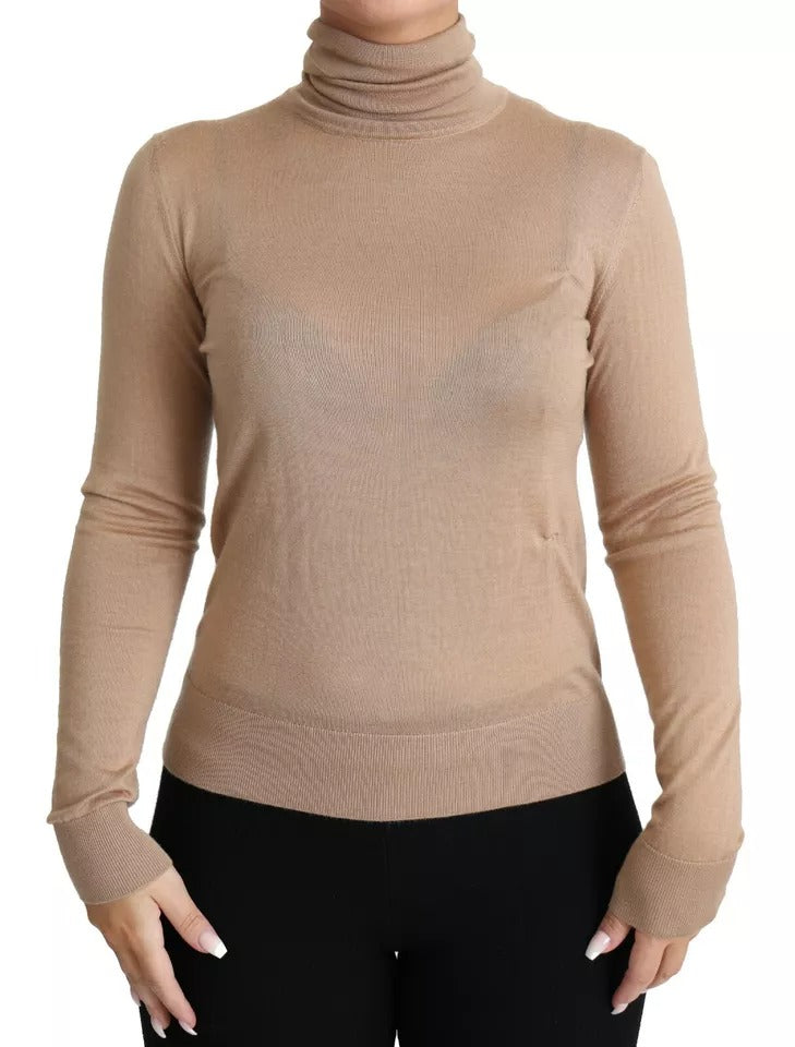 Beige Kashmir Siden Polotröja