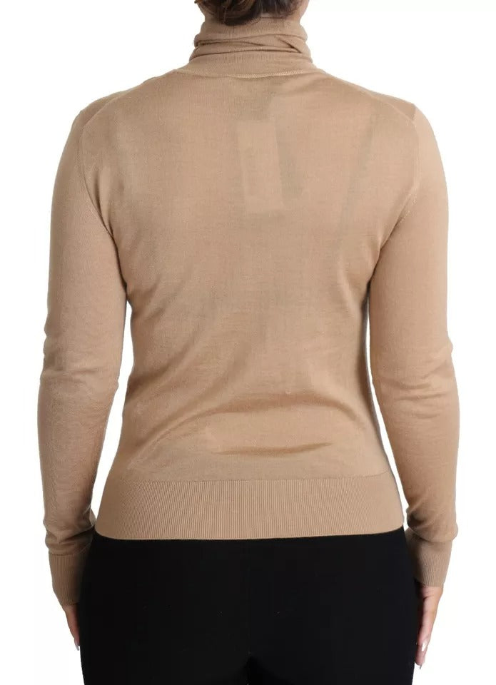 Beige Kashmir Siden Polotröja