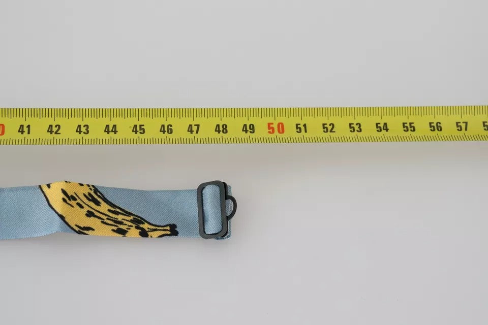 Dolce &amp; Gabbana Ljusblå Bananmönstrad Sidenfluga Herr