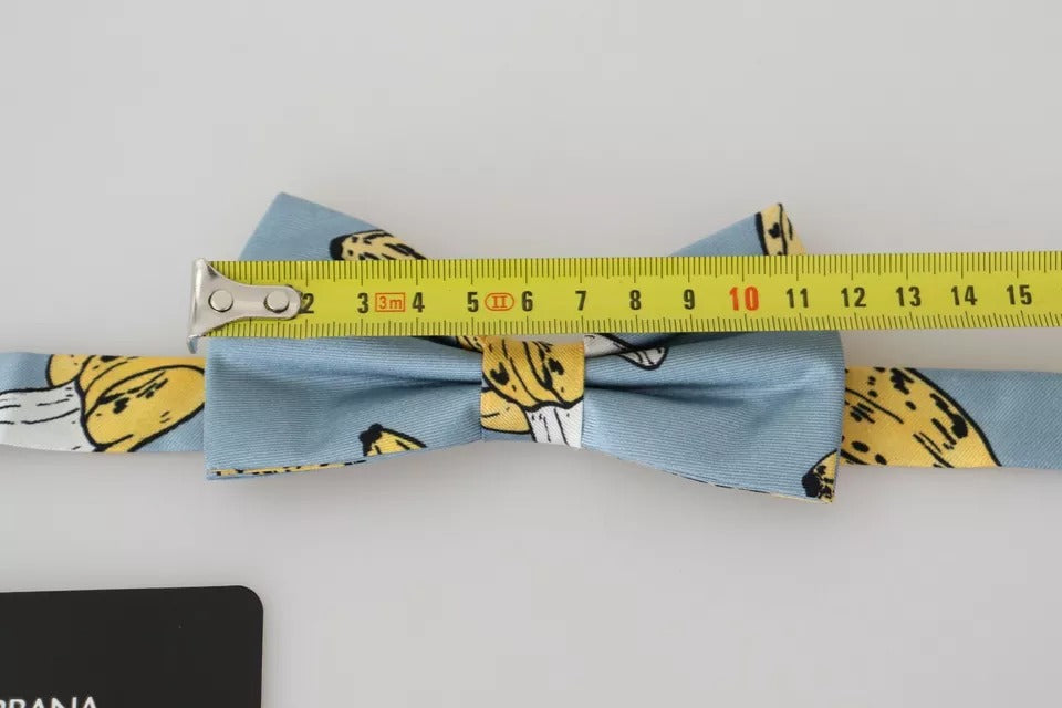 Dolce &amp; Gabbana Ljusblå Bananmönstrad Sidenfluga Herr