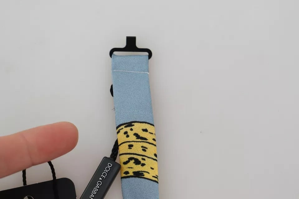 Ljusblå bananmönstrad sidenfluga för män