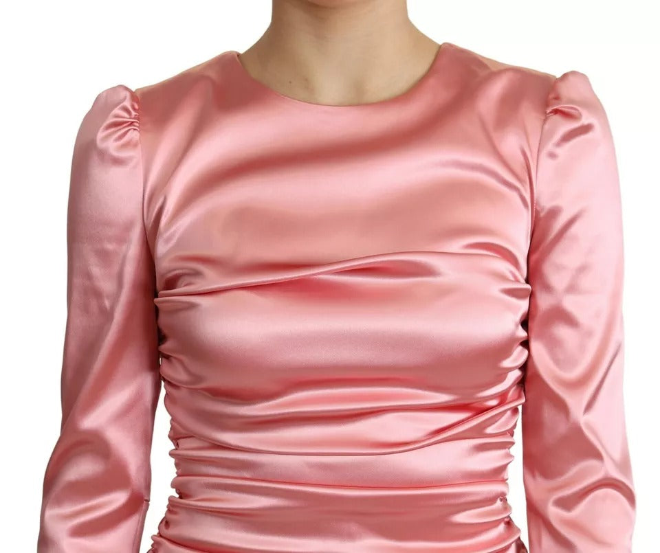 Rosa Långärmad Bodycon-klänning i Midi-modell