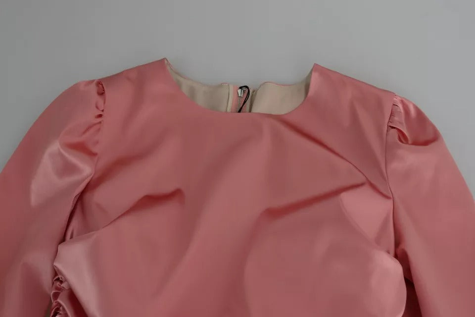 Rosa Långärmad Bodycon-klänning i Midi-modell