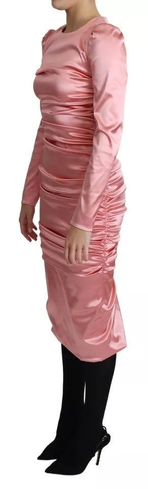 Rosa Långärmad Bodycon-klänning i Midi-modell