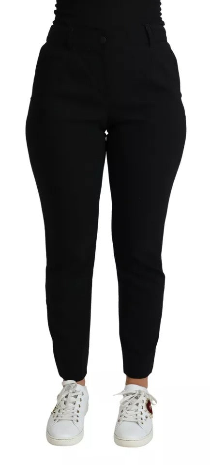 Svarta skinny byxor i ull med stretch