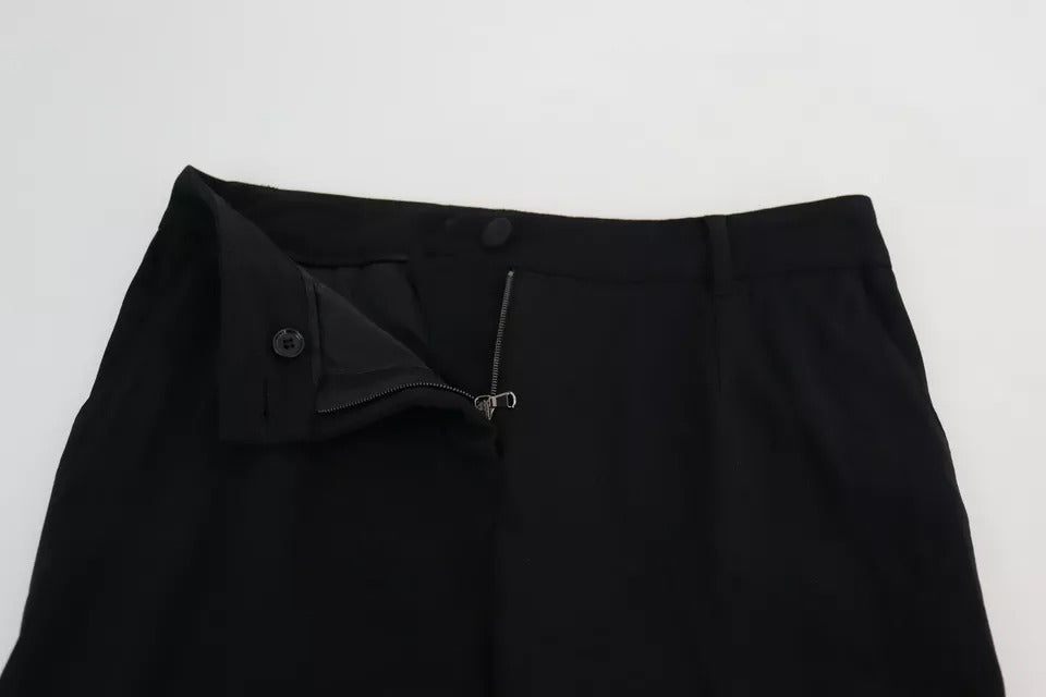 Svarta skinny byxor i ull med stretch
