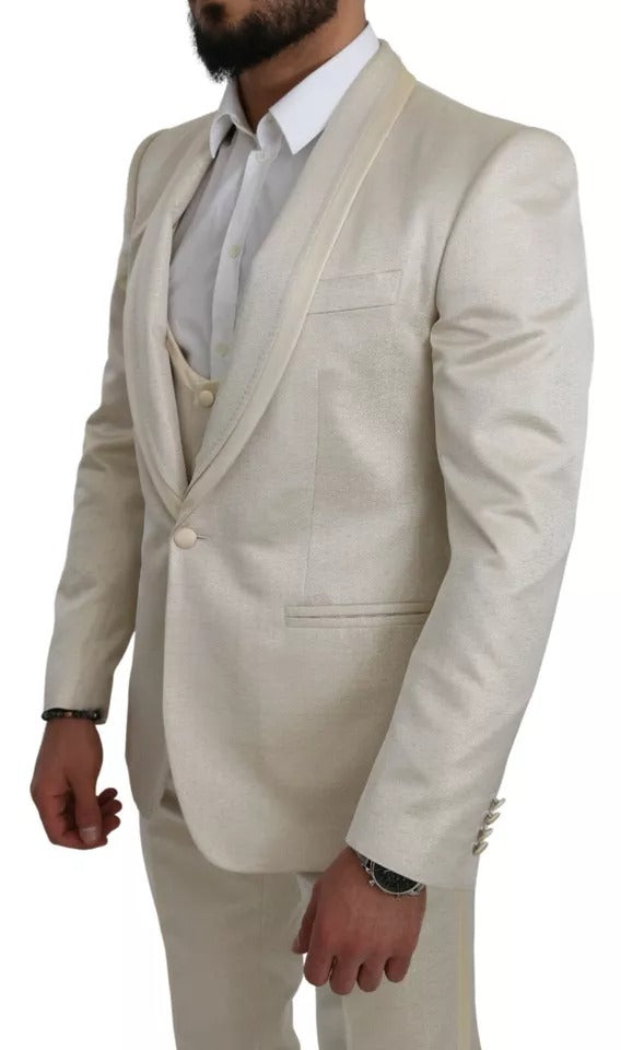 Beige Wool Crème 3-delad SICILIA Sjaldräkt