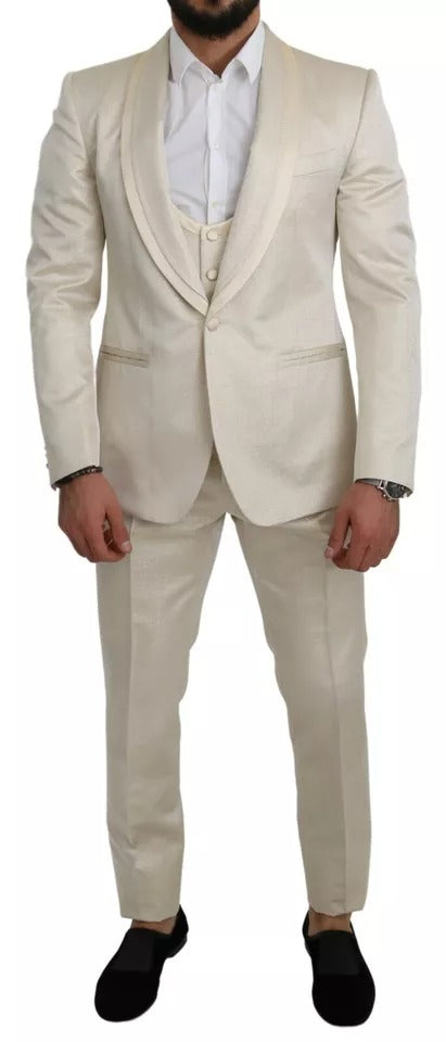 Beige Wool Crème 3-delad SICILIA Sjaldräkt
