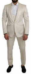 Dolce & Gabbana Beige Wool Crème 3 Piece SICILIA Shawl Suit