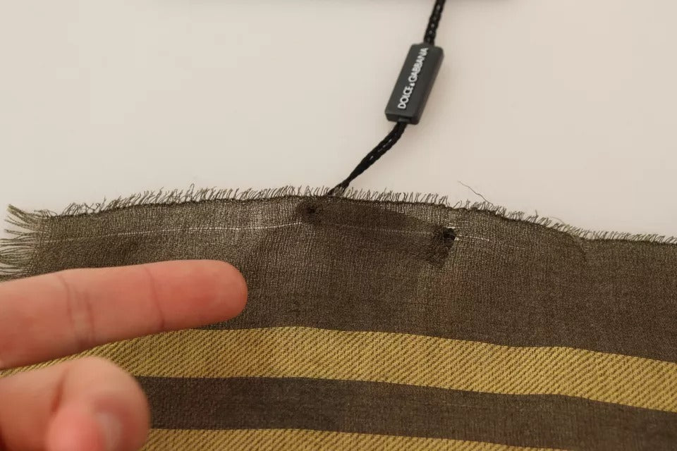 Dolce &amp; Gabbana Grönrandig Kashmirhalsduk med Fransar