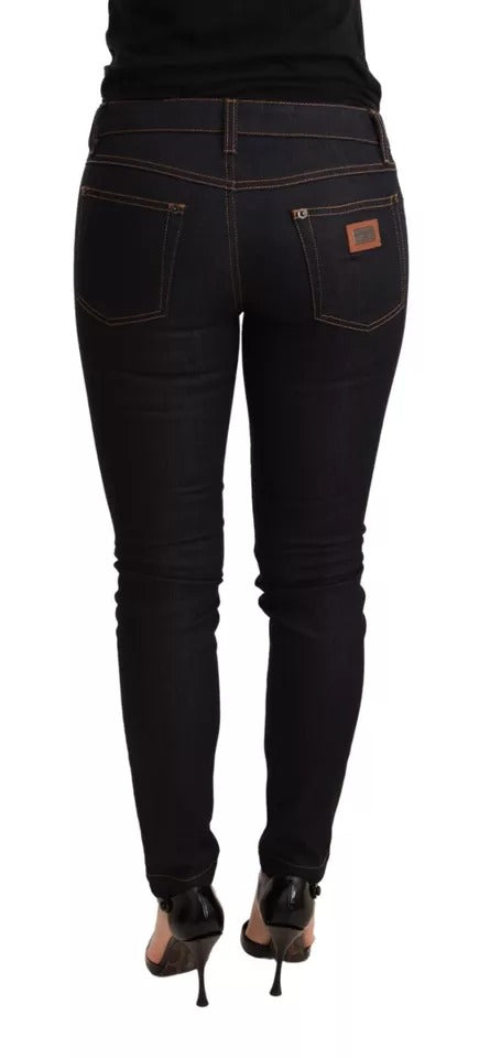 Blå bomullsstretchiga slim fit-jeans