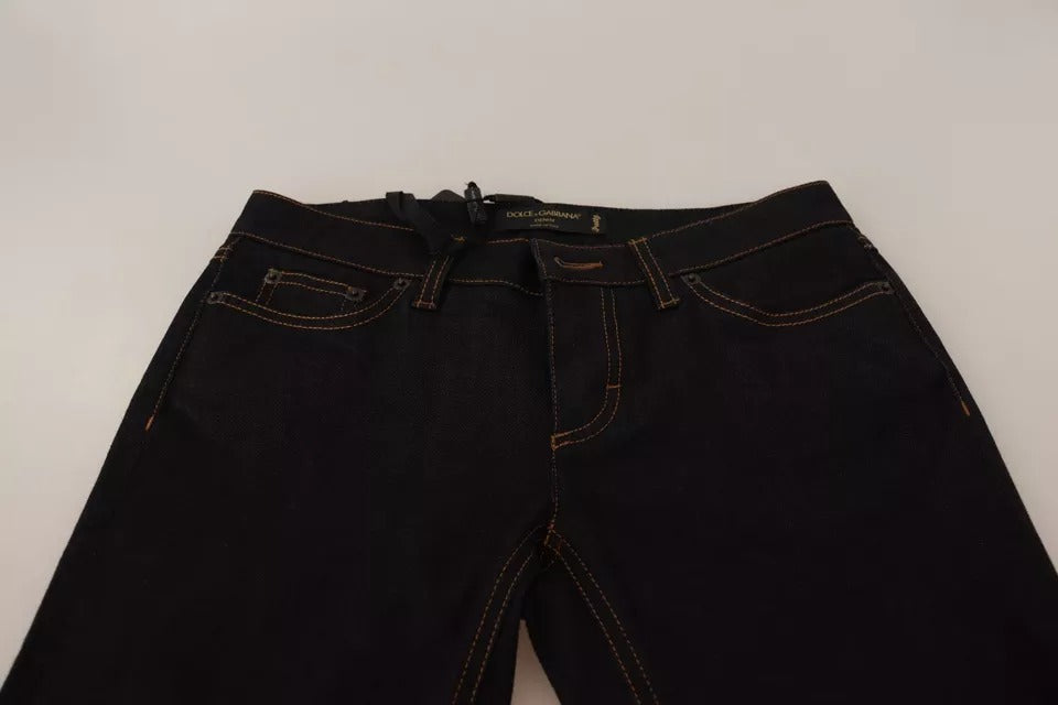 Blå bomullsstretchiga slim fit-jeans