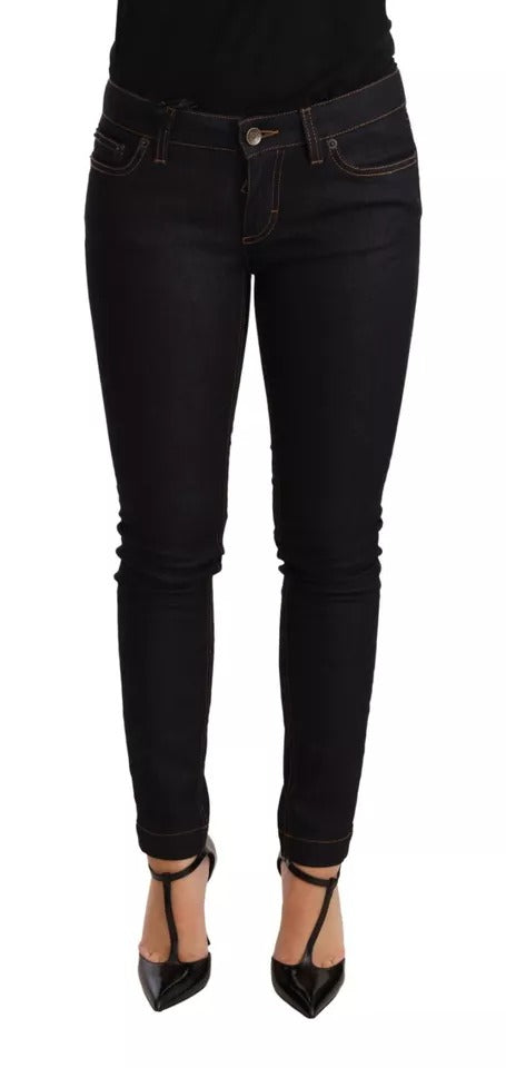 Blå bomullsstretchiga slim fit-jeans