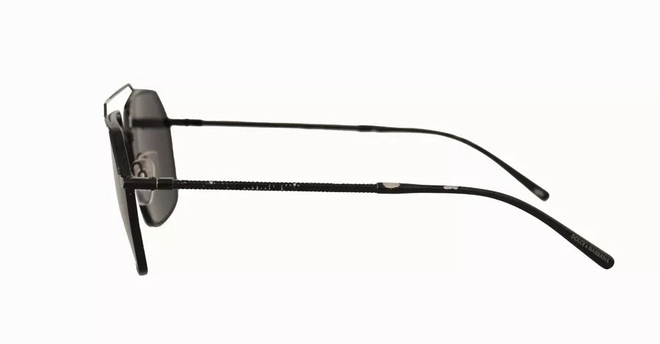 DG2250 Svarta Metall Fullbågade Fyrkantiga Solglasögon