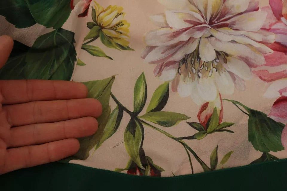 Rosa A-linjeformad Blommig Lång Klänning med Rosett