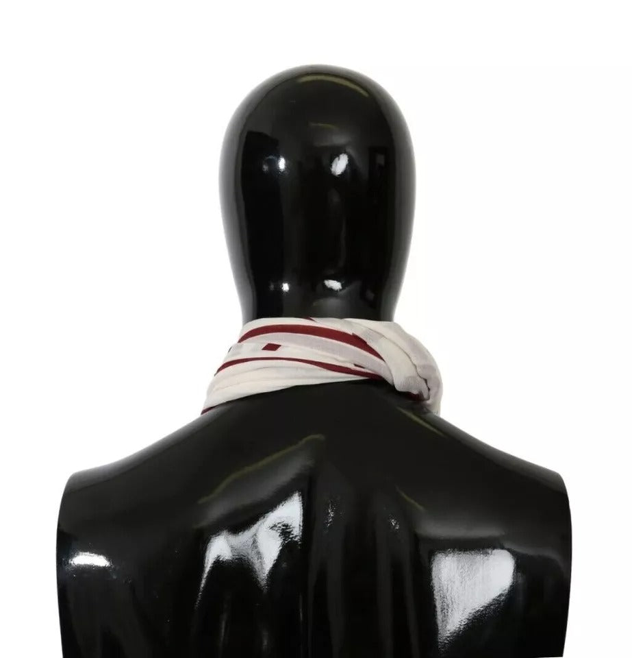 Dolce &amp; Gabbana Vit Röd Mönstrad Omlottsjal Modal Halsduk