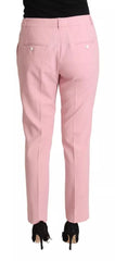 Dolce & Gabbana Pink Wool Mid Waist Tapered Pants
