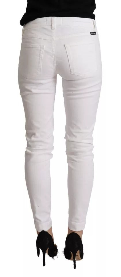 Vita bomullsdenimjeans med snygg slim fit