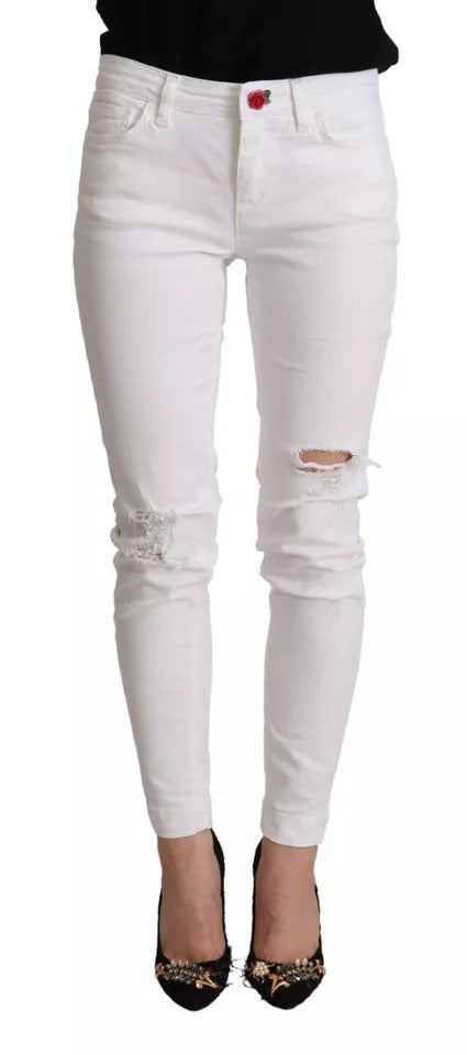 Vita bomullsdenimjeans med snygg slim fit