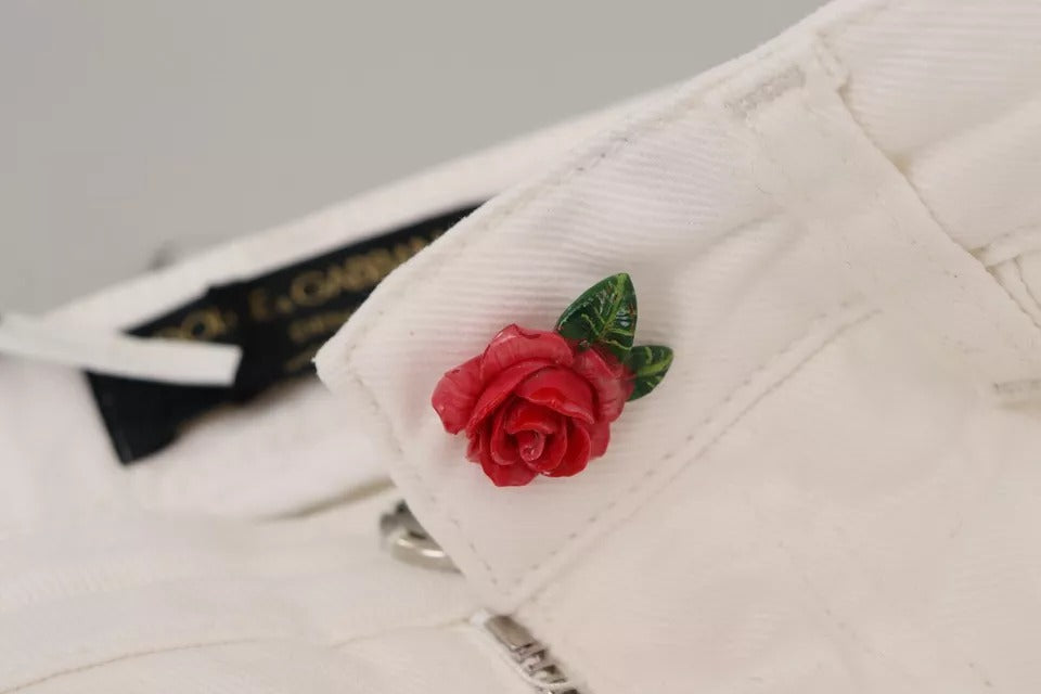 Vita bomullsdenimjeans med snygg slim fit