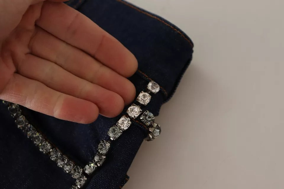 Mørkeblå utsmykkede denim hotpants shorts