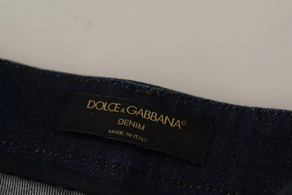 Mørkeblå utsmykkede denim hotpants shorts