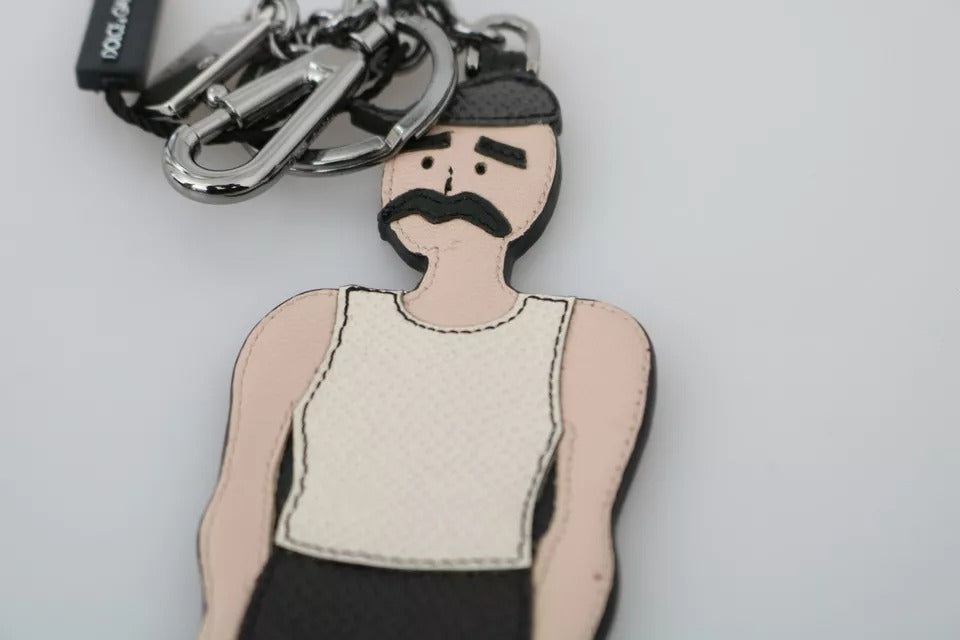 Dolce &amp; Gabbana nyckelring i svart läder med fiskarlogotyp