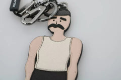 Dolce &amp; Gabbana nyckelring i svart läder med fiskarlogotyp