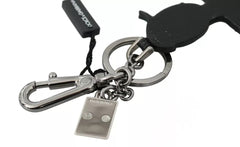 Dolce &amp; Gabbana nyckelring i svart läder med fiskarlogotyp