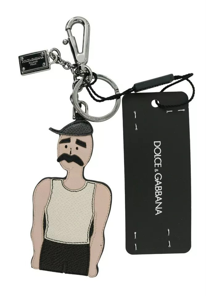 Dolce &amp; Gabbana nyckelring i svart läder med fiskarlogotyp