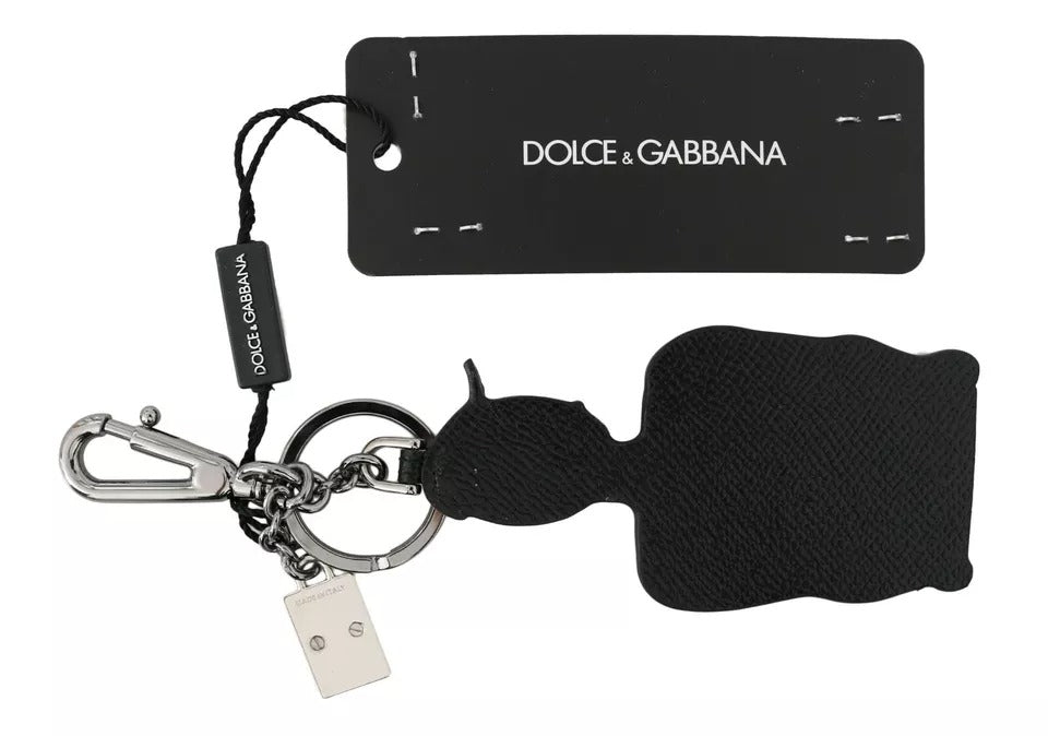 Dolce &amp; Gabbana nyckelring i svart läder med fiskarlogotyp