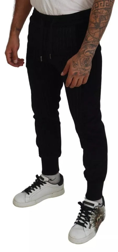 Dolce &amp; Gabbana svarta joggingbyxor i bomullsblandning