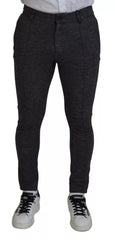 Dolce & Gabbana Gray Chevron Viscose Skinny Pants