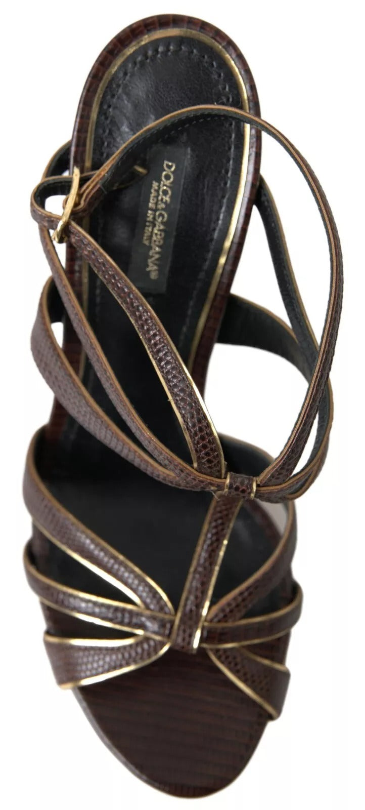 Bruna Stilettklackade Sandaler Skor Med Ankelrem