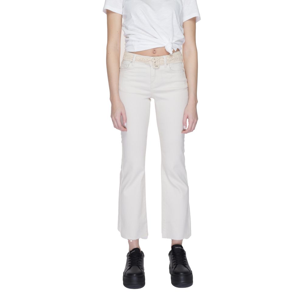 Beige Bootcut-jeans i bomull