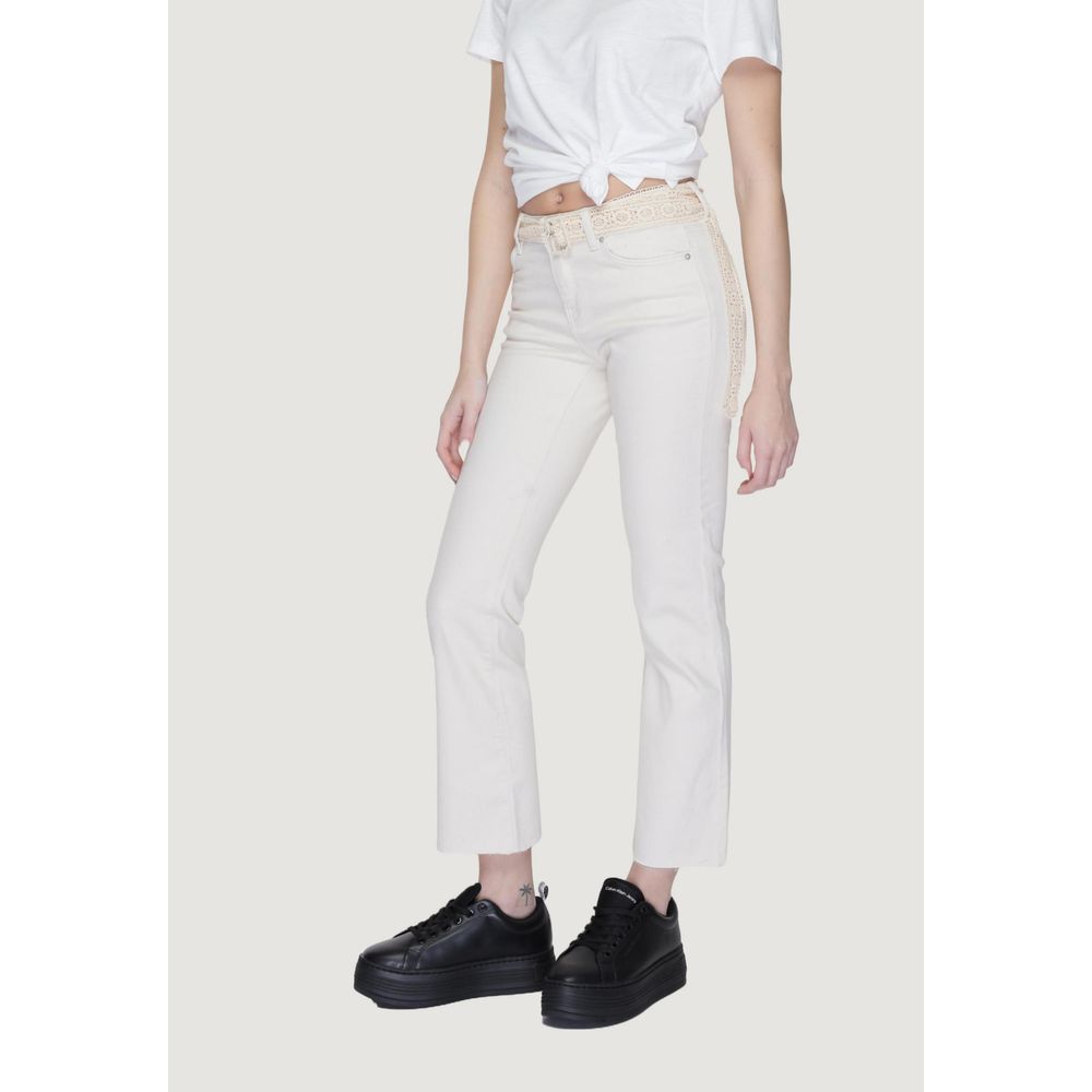 Beige Bootcut-jeans i bomull