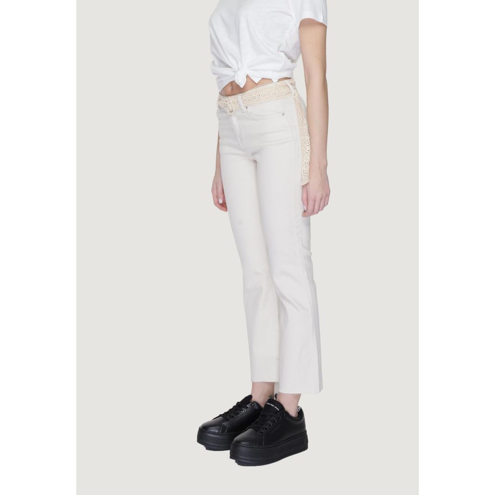 Beige Bootcut-jeans i bomull