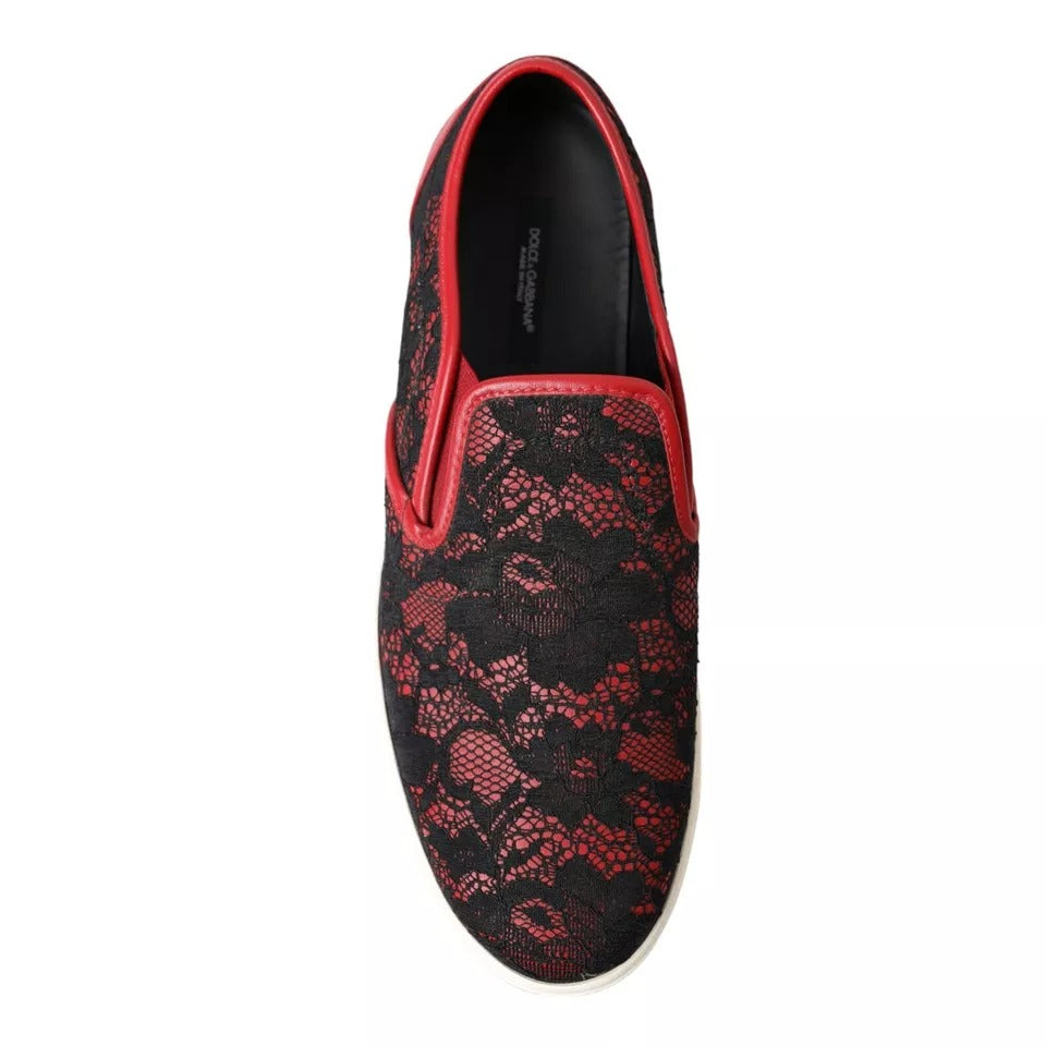 Svarte Røde Slip On Lave Sneakers Sko