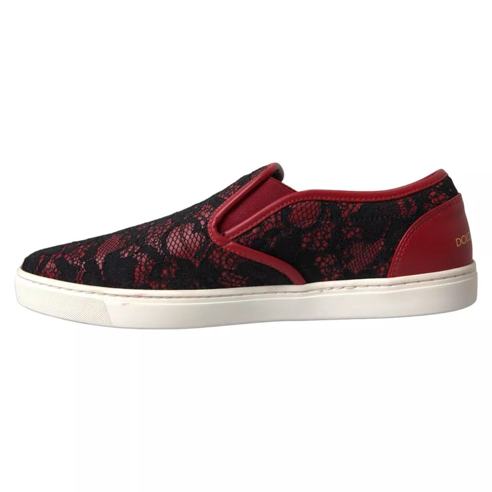 Svarte Røde Slip On Lave Sneakers Sko