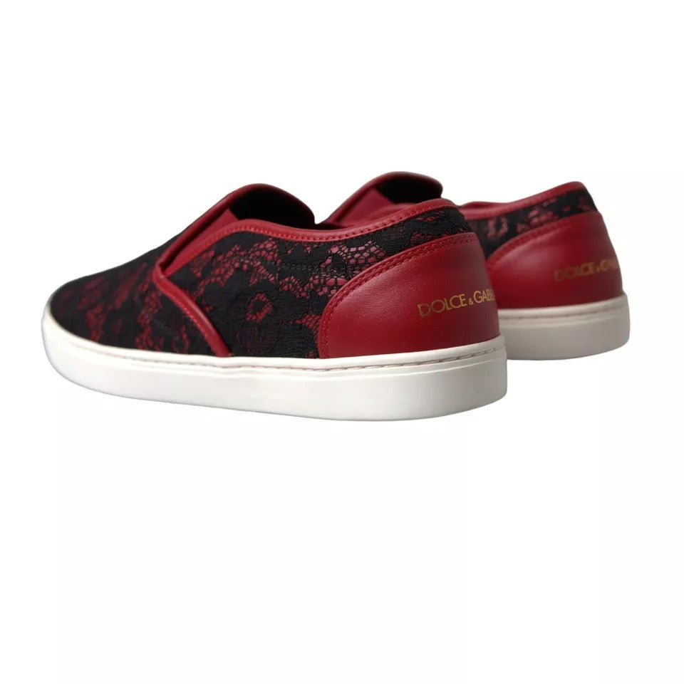 Svarte Røde Slip On Lave Sneakers Sko