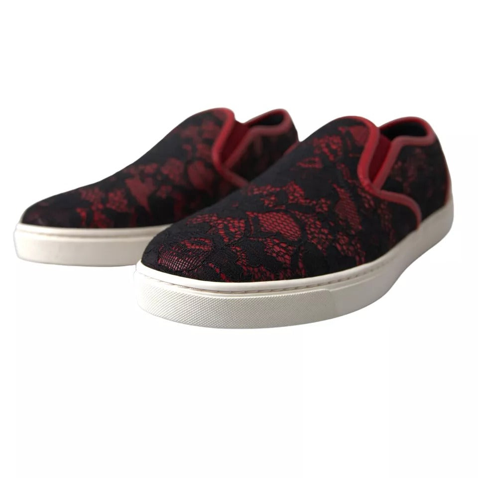 Svarte Røde Slip On Lave Sneakers Sko