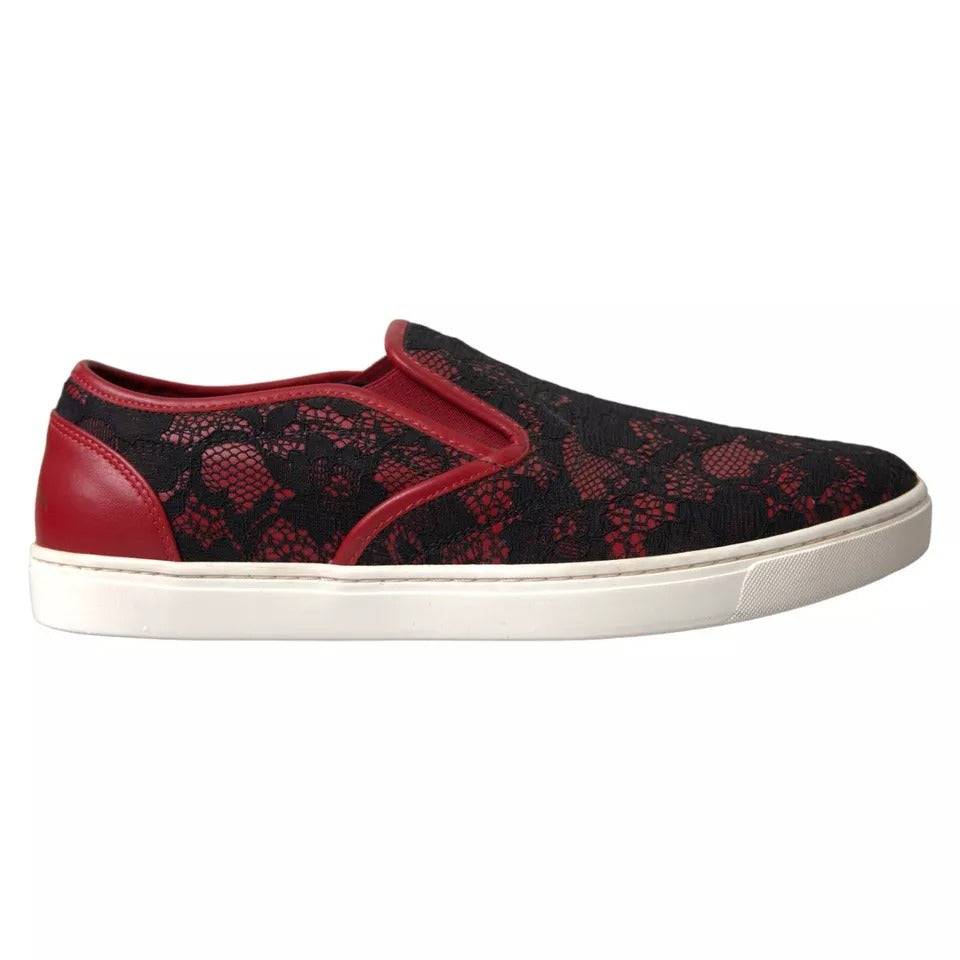 Svarte Røde Slip On Lave Sneakers Sko