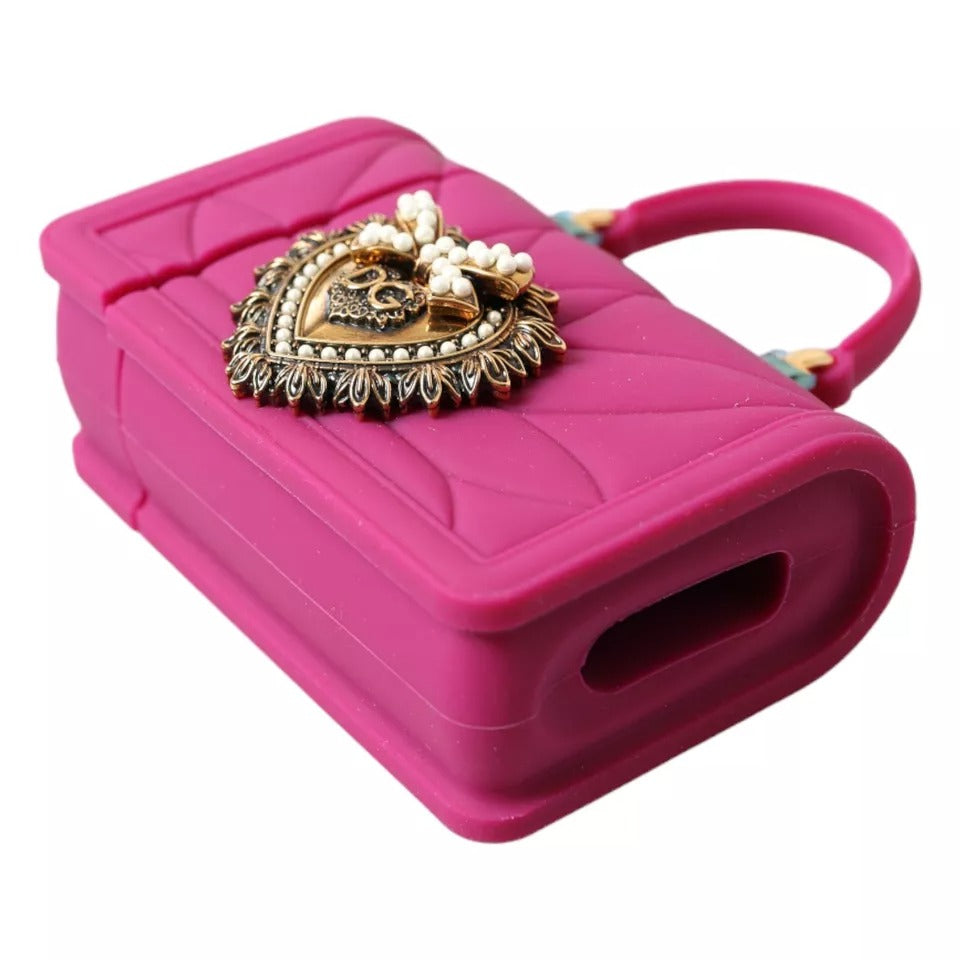 Dolce &amp; Gabbana Rosa Silikonfodral med Hjärta och Logotyp för Airpods