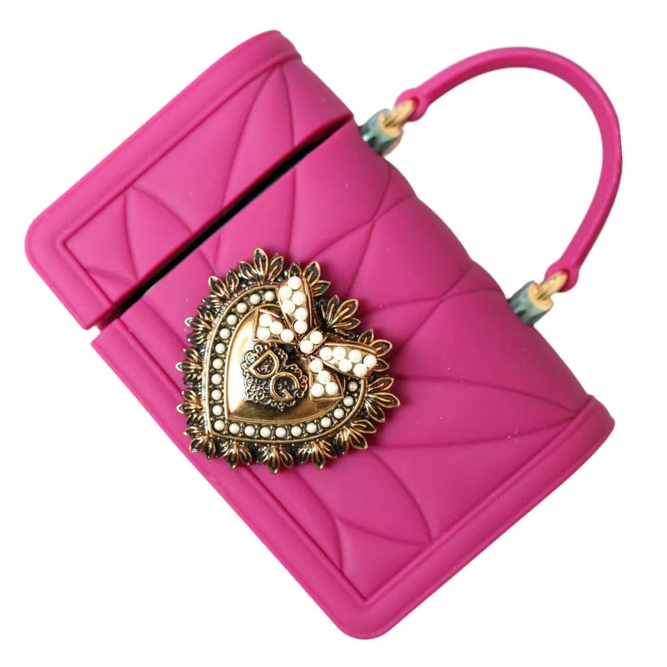Dolce &amp; Gabbana Rosa Silikonfodral med Hjärta och Logotyp för Airpods