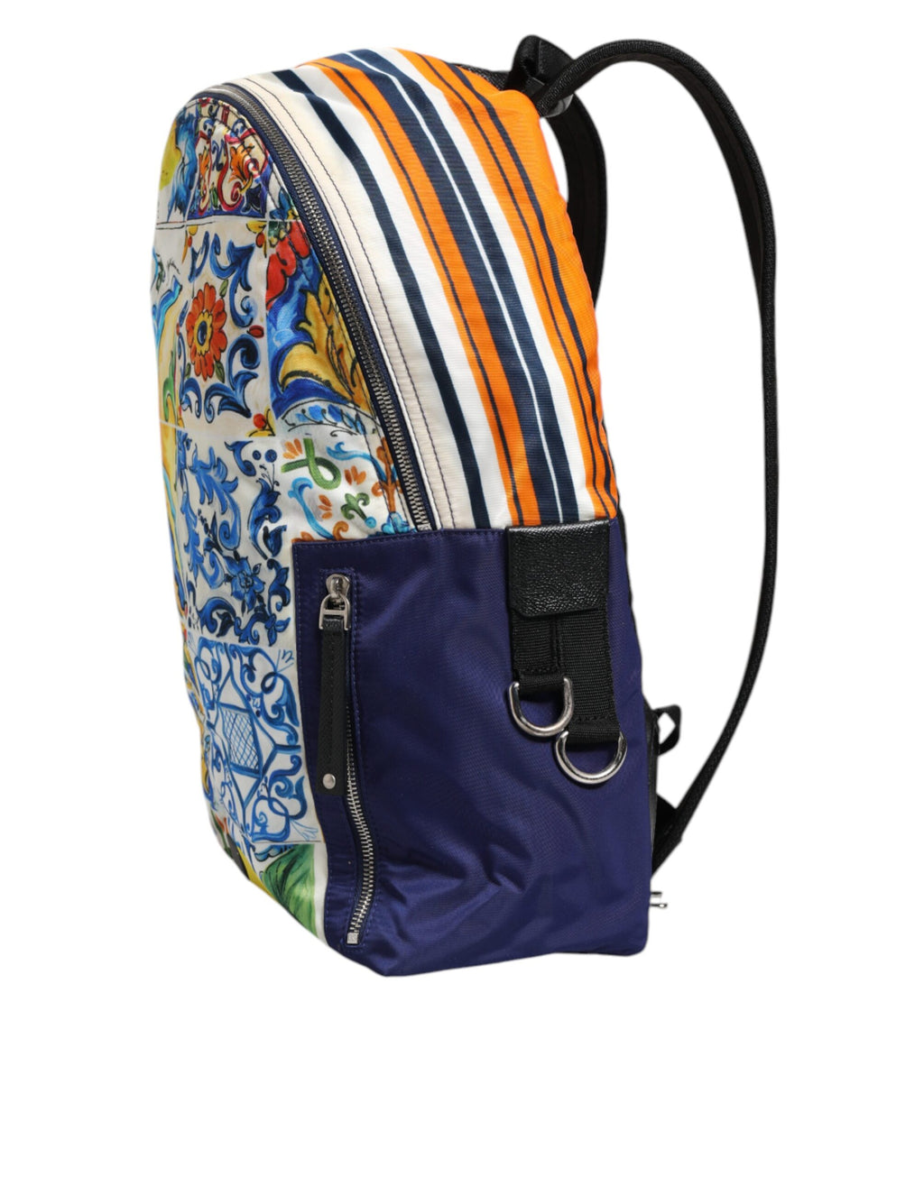Flerfarget majolica-trykk nylon skolesekkveske